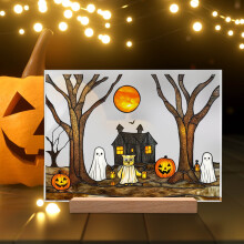 Akrylowa ozdoba, 5,9*8,3 cala, dekoracja na Halloween, dyniowy duch, świąteczna dekoracja na biurko ze stojakiem, do domu, biura, ślubu i świąt