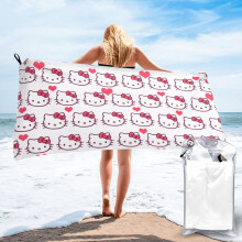 Serviette de plage Hello Kitty en microfibre - Douce, portable et à séchage rapide, idéale pour les voyages, la natation, le sport et la salle de