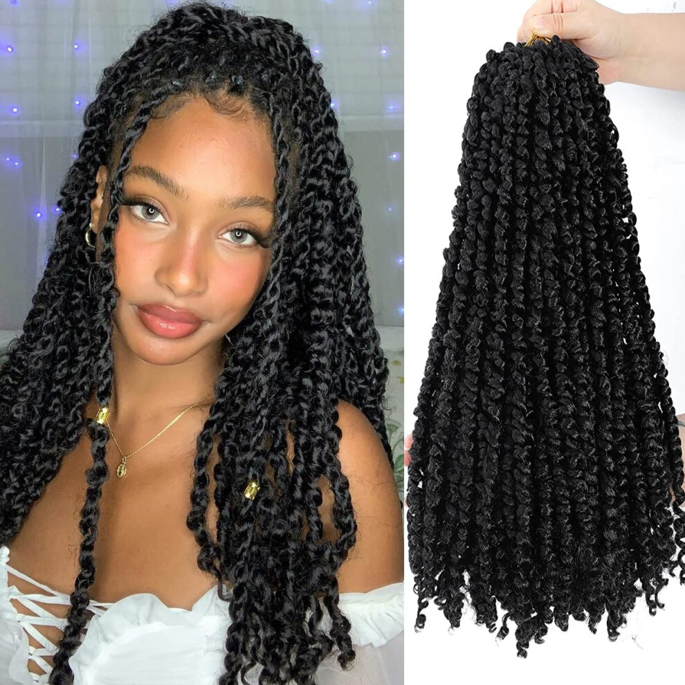 Unisex Passion Twist Hair 24 Inch 6 Packs Pretwisted Bohemian Water Wave Crochet Braids Hair Extensions Color 1B