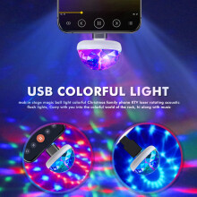 Lámpara de discoteca USB mini portátil Hariumiu de alto brillo, tamaño compacto, plug-and-play, luz LED RGB para fiestas, lámpara de discoteca