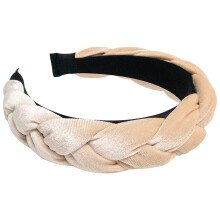 Samt-Haarband für Damen, geflochtenes Haarband, modisches Haarband mit gekreuzten Enden, Beige