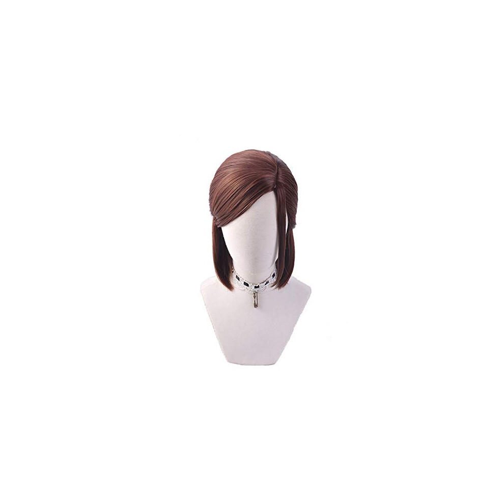 Synthetic Wig with Bangs, Shoulder Length Heat Resistant Mocha Red Brown Hair for Women Cosplay