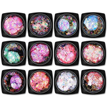Festival Glitter for Face Body Hair Nails, Chunky SelfAdhesive MultiColor Set 12 Pots