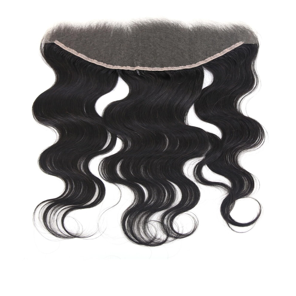 Unisex 14 Inch 13X4 Hd Lace Frontal Wig Brazilian Virgin Human Hair Body Wave, Pre Plucked With Baby Hair, Undetectable Bleached Knots