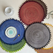 Round Braided Placemats Set of 4 Place mats for Dining Tables Woven Heat Resistant Cute Table Mats 15 inch