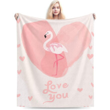 Flamingo-Herz-Decke, superweiche, leichte Fleecedecke – kuschelige Heimdekoration für das ganze Jahr, perfektes Geschenk zum Valentinstag und
