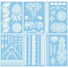 6 Sheets Temporary Tattoos for Women, Waterproof Lace and Henna Style Flash Tattoo Stickers for Wedding Party