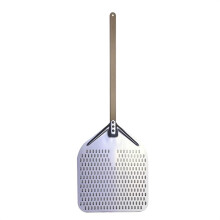 Large 14 Inch Aluminum Pizza Peel with Ergonomic Wooden Handle and Professional Pizza Cutter