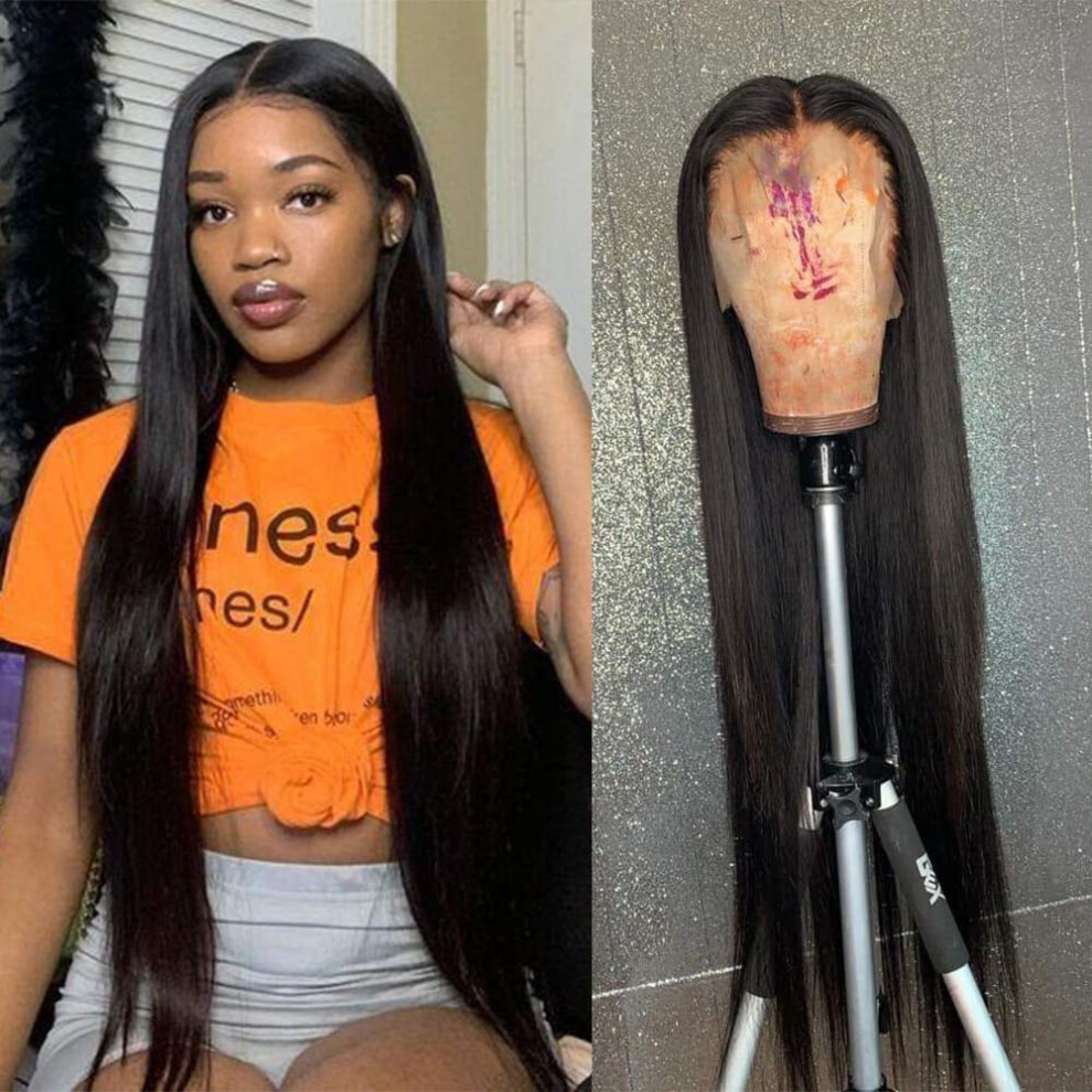 Unisex Black 36 Inch Long Curly Lace Front Wig For Women, HeatâResistant Synthetic Hair With Natural Hairline