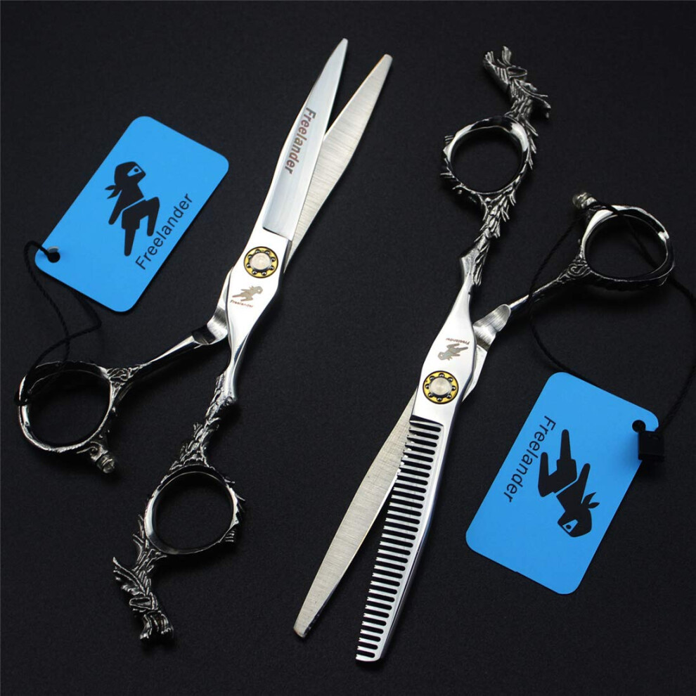 Professional Hair Cutting Scissors and Hair Thinning Shears, 6.0 Inch Japanese Stainless Steel Ergonomic Blades for Salon and Home Use