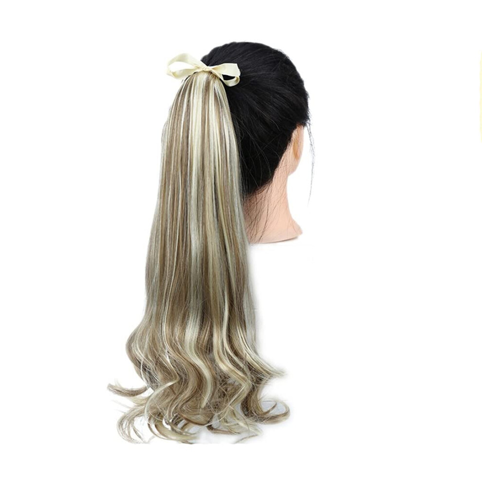 Unisex 22 Inch Ombre Wavy Clip In Ponytail Hair Extension Heatfriendly Synthetic For Instant Volume Boost