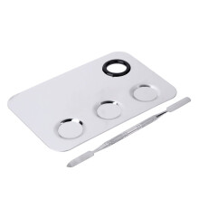 Makeup Mixing Palette Stainless Steel Square with Spatula for Precise Color Blending and Nail Art
