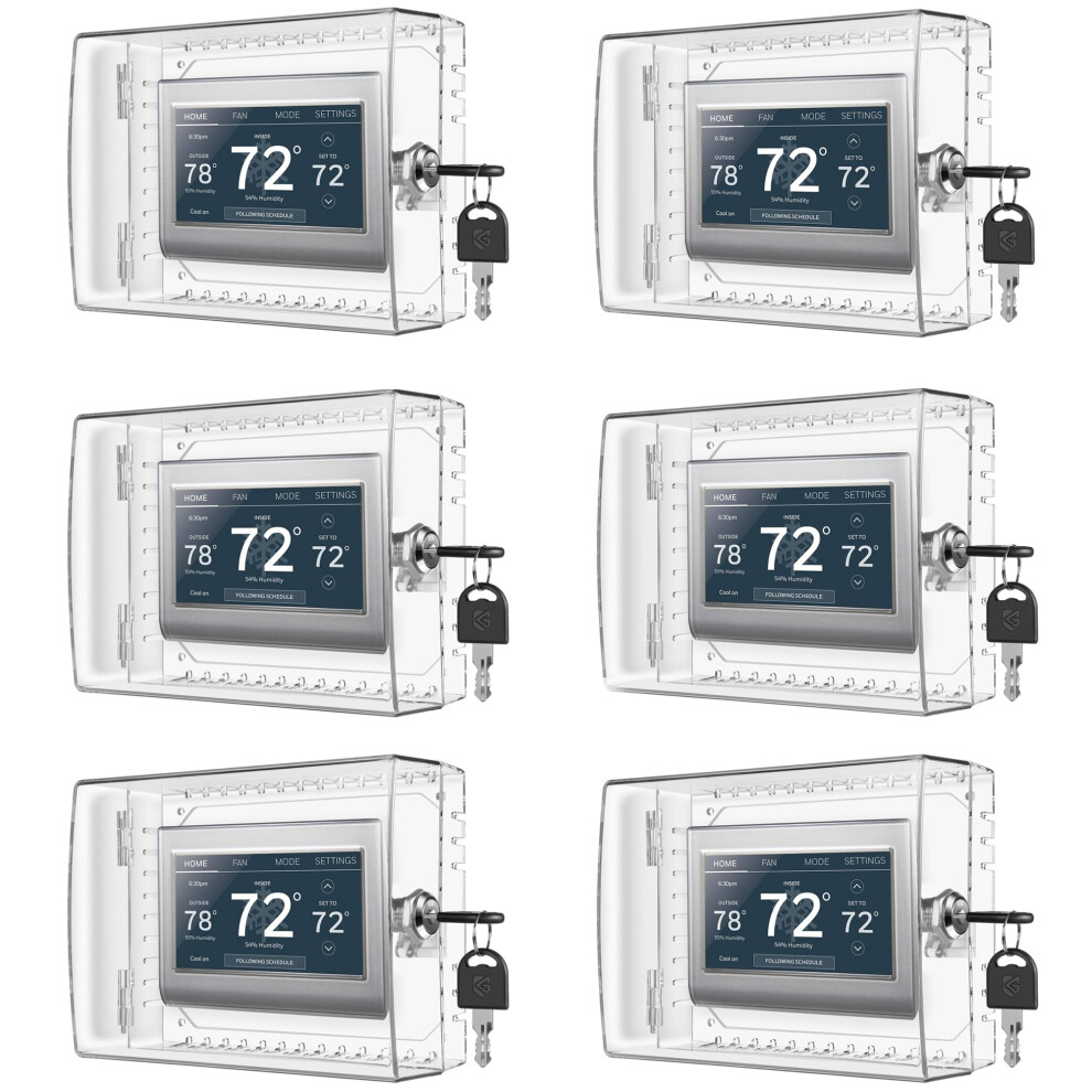 Thermostat Lock Box with Key, Universal Fit Cover with Lock, Clear Ventilated Childproof Design