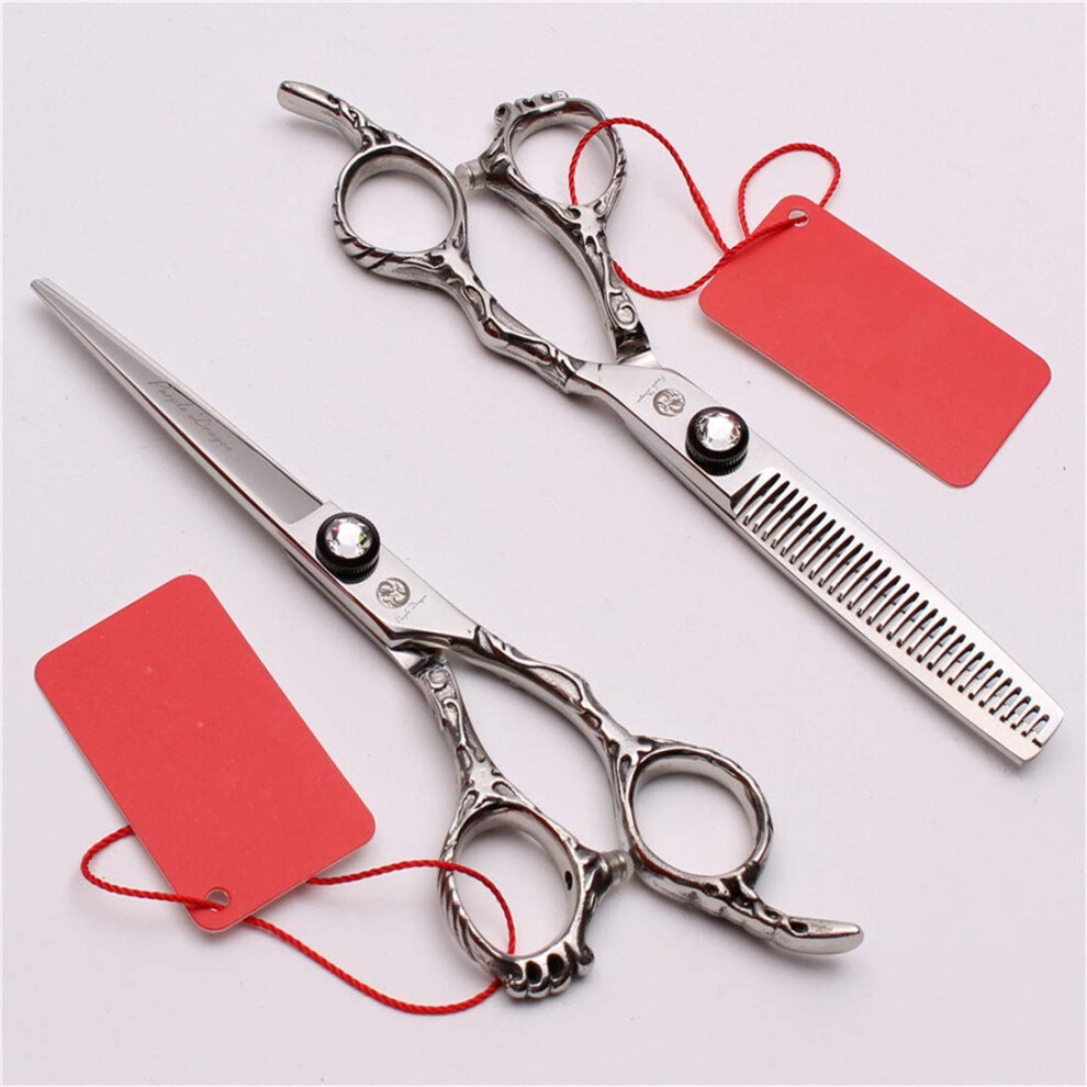Hair Cutting Scissors 6.0 Inch Japanese Stainless Steel, Ergonomic Offset Grip, Professional Salon Barber Kit