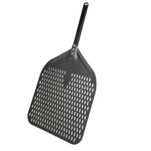14 Inch Aluminum Perforated Rectangular Pizza Peel Paddle with Ergonomic Handle and Cutter