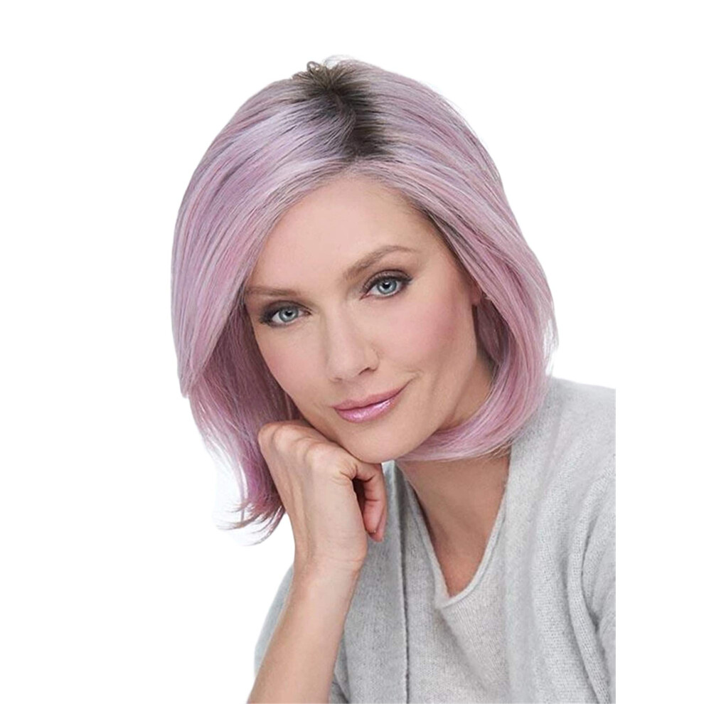 Purple Bob Wig Light Purple Short Synthetic Middle Part Hair for Women and Black Women