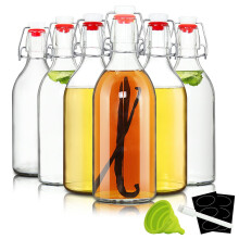 16 oz Swing  Glass Bottles with Airtight Seal for Home Brewing Kombucha Beer, Set of 6