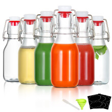 6 Pack 4oz Swing  Glass Bottles with Airtight Caps for Home Brewing, Kombucha and Extracts