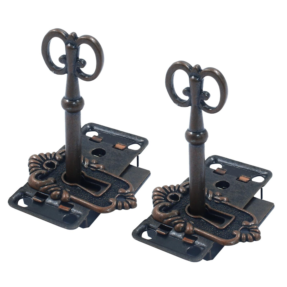 2Pcs Vintage Cabinet Lock With Key, Durable Iron Antique Furniture Lock For Cupboard And Drawer 9450606504579