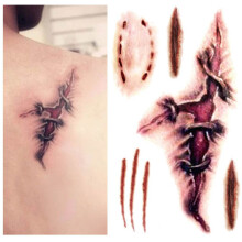 10Pcs Halloween Zombie Scars Temporary Tattoos Fake Bloody Wound Stickers Easy Apply Clean Removal