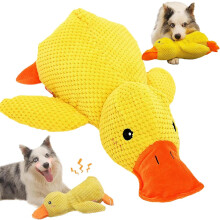 Brinquedo calmante em forma de pato da Mellow Dog com som de grasnado, compatível com cães de interior – Almofada relaxante para animais de
