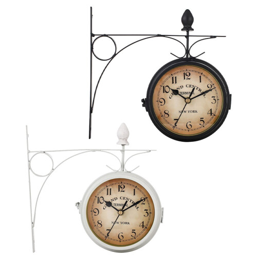 Wrought Iron Wall Clock Garden Decoration 5 Inch White/Black 1