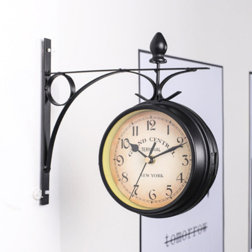Wrought Iron Wall Clock Garden Decoration 5 Inch White/Black 2