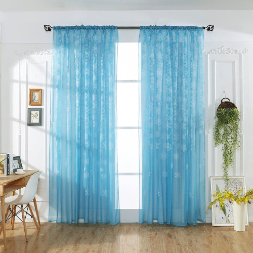 VOSS1PCS Jule Snefnug Gardin Tyl Vindue Voile Drape