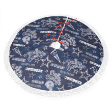 Spódnica choinkowa z frędzlami Cowboys, kompatybilna z dekoracjami NFL, pluszowe kolory drużyny futbolowej, 30" 36" 48", łatwa w montażu, jasna