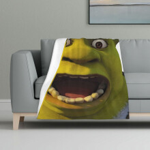 Decke, mehrfarbig bedruckt, superweicher Flanell, leichte, flauschige Plüschdecke, Überraschungs-Shrek
