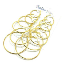 RSAMD6 pares/set Pendientes de aro grandes redondos estilo huggie para mujer - dorado
