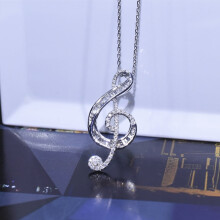 Colar feminino com pingente de nota musical em strass, joia para clavícula.