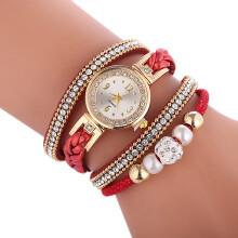 XUNRYAN Dameklokker Mote Vintage Vevet Wrap Quartz Armbåndsur For Damer