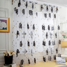 Miayilima1Pcs Vines Leaves Tulle Door Window Curtain Drape Panel Sheer Scarf Valances