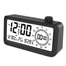 Countdown Alarm Clock Dual Display Visual Manager Alarm Clock Ambient Temperature Detection Knob Design Clocks Black
