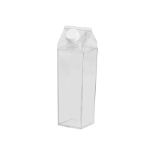 RnemiTe-amo Flat Water Bottle, Milk Carton Water Bottle Transparent Square Milk Bottle Portable Plastic Transparent Juice Bottle