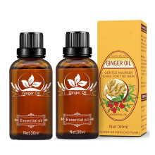 2 Pack Ginger Essential Oil for Lymphatic Drainage, Warming Massage Oil for Pain Relief 30ml Each