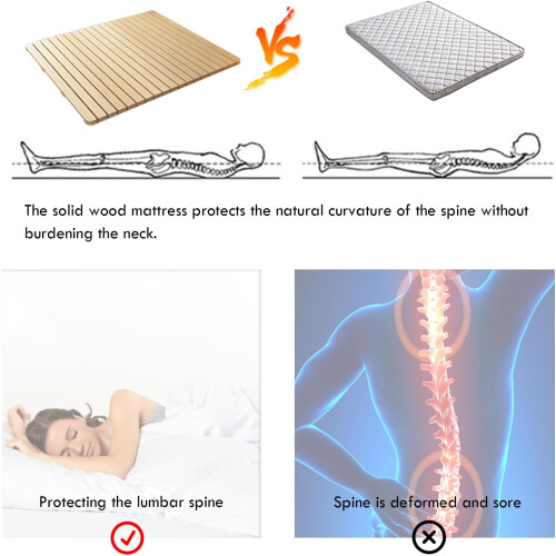 Foldable Solid Wood Bed Slats Full Size 300kg Capacity Durable Pine Base for Mattress Support 1