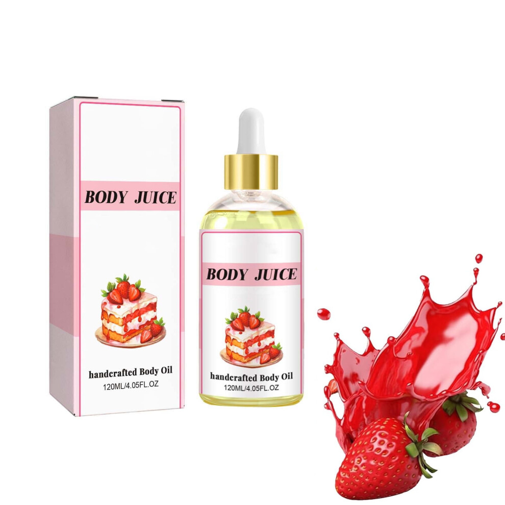 XINQITE Body Juice Oil, Body Juice Oil Strawberry Shortcake,120ml Hand crafted Body Oil for Women, Strawberry Body Oil Moisturizing For Women 1PC
