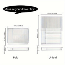 CKLXNGT 1PC Adjustable Large Compartment Box for Kitchen Utensils Clear PET Expandable Drawer Organizer for Cutlery and Silverware