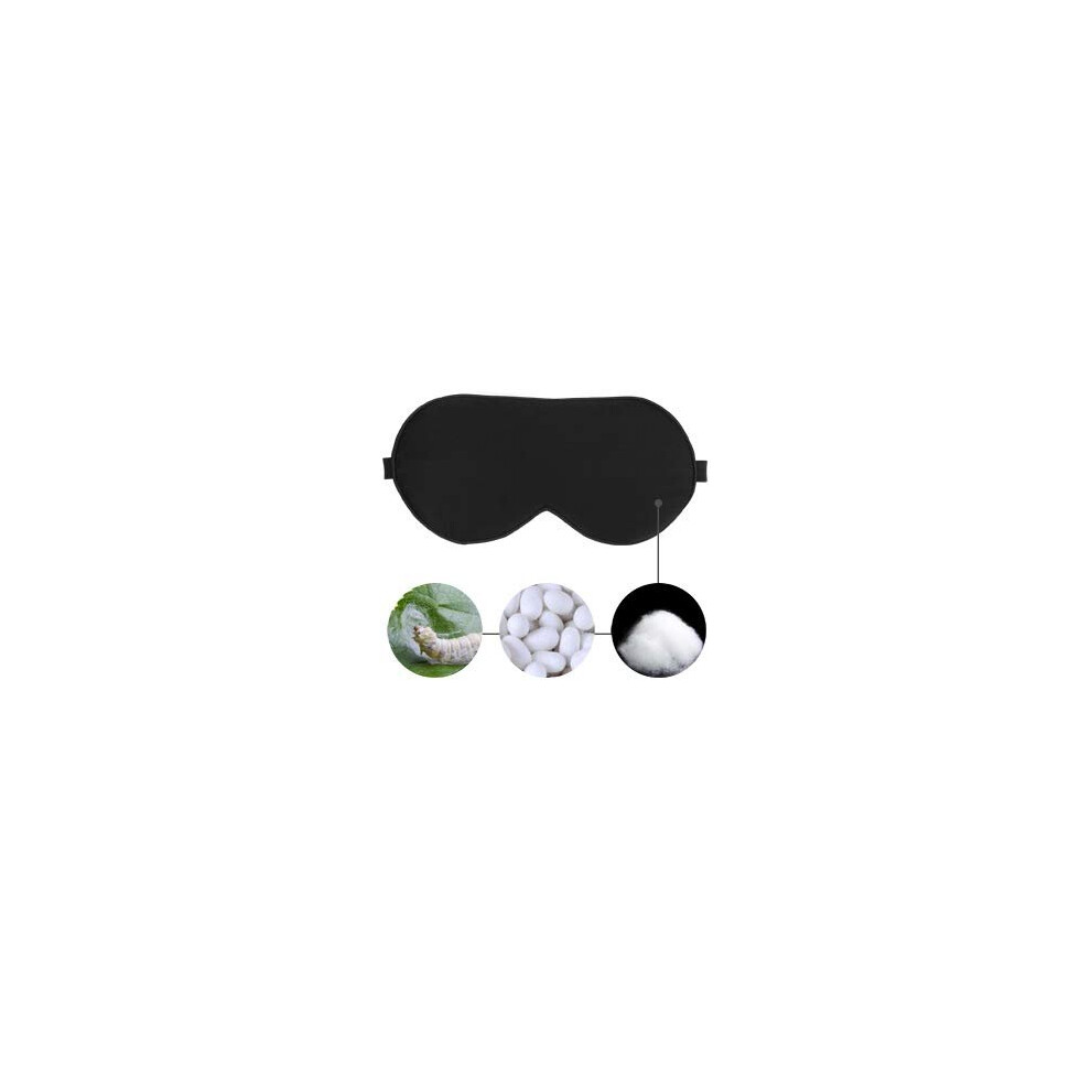 Black/Light 100% Natural Silk Sleep Mask Blocking Eye Mask With Adjustable Strap For Travel And Naps