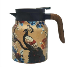 Vintage Floral Stainless Steel Teapot with Builtin Infuser, 1000ML Double Wall Vacuum Insulated