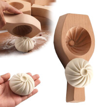 Wooden Steamed Bun Mold Solid Wood Dumpling Mold for Authentic Chinese Cooking and Pastry Making (1pc)