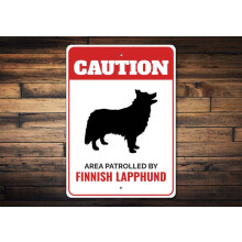 Finnischer Lapphund-Schild, 20 x 30 cm großes Metall-Torschild für Lapphund-Besitzer und -Liebhaber – Vorsicht, Geschenkidee für diese Hunderasse
