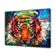 Affiche abstraite sur toile représentant un tigre coloré, décorant une chambre, un paysage sportif ou un bureau, style encadré, 20 x 30 cm (08 x
