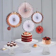 3 phíosa Seasamh Cupcake Miotail Císte Milseog Tacar Plátaí Taispeána Cóisir Bainise Silver USA