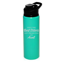 Waterfles van 740 ml, sportmok, reisbeker, cadeau: De beste zussen worden tante (turquoise)