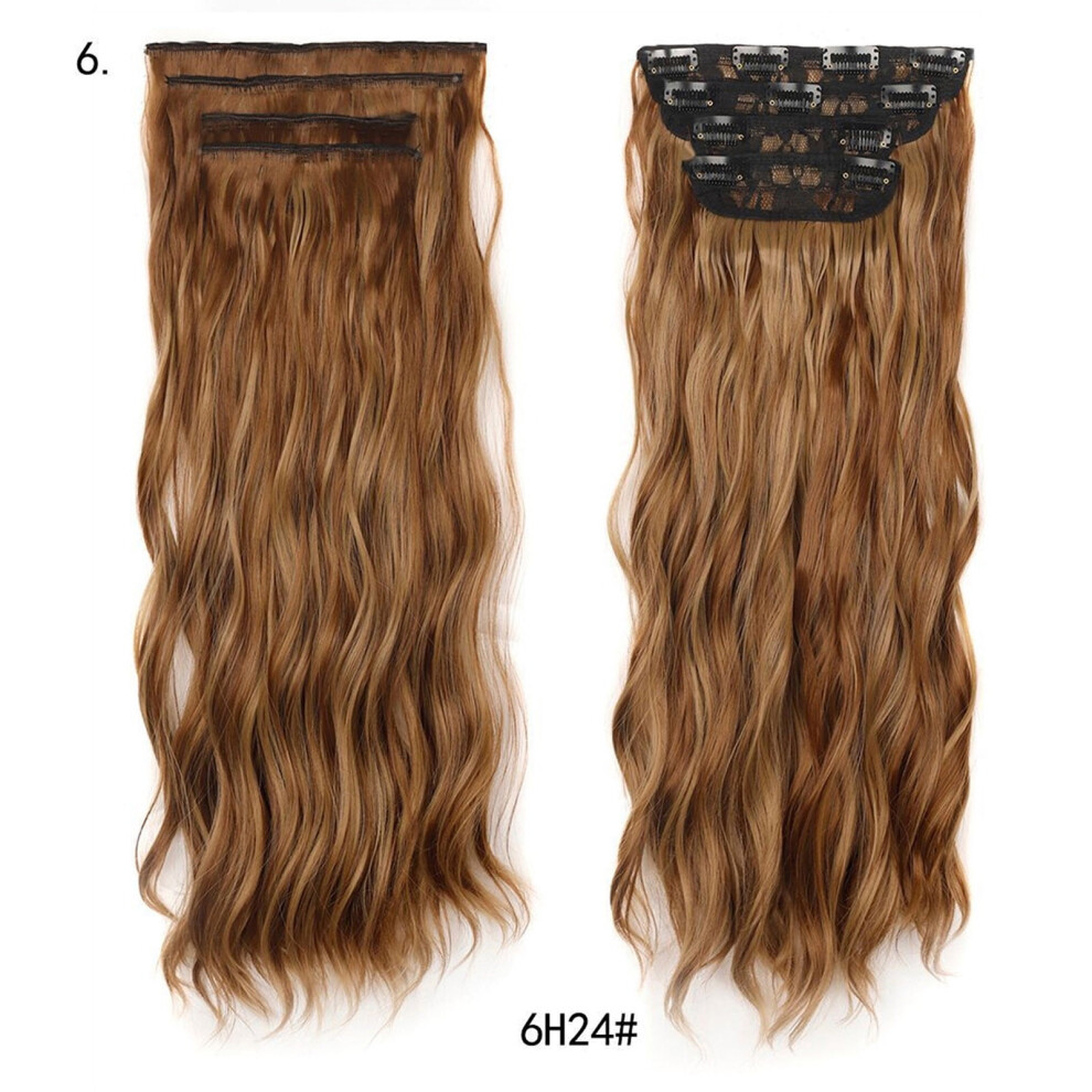 Floleo Clearance Women's Long Curly Hair Fake Water Ripple Curly Hair Four-piece Set Of Chemical Fiber Hair Extensions