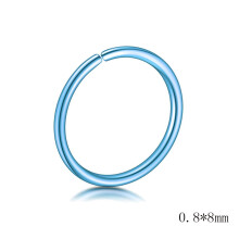 Fake Hoop Piercing Hoop Rostfritt Stål Hypoallergeniskt Brosk Piercing Smycken Helix Öronklämma Läppring Näsring BLÅ 8MM