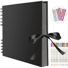 Velký scrapbook, scrapbook s 80 stranami, černý kraftový papír pro kutily